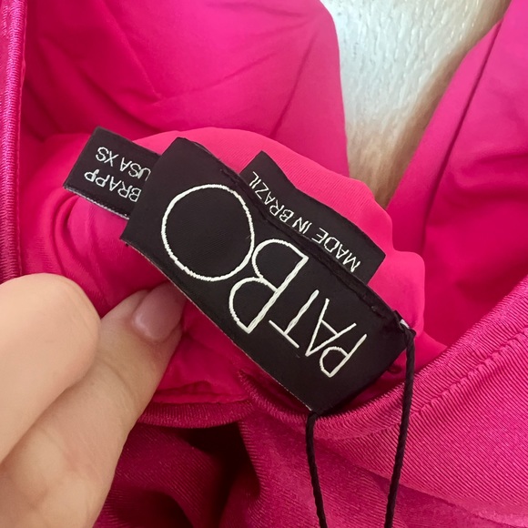 PatBo Crochet Sleeve Plunge Bodysuit Magenta XS - Picture 6 of 8